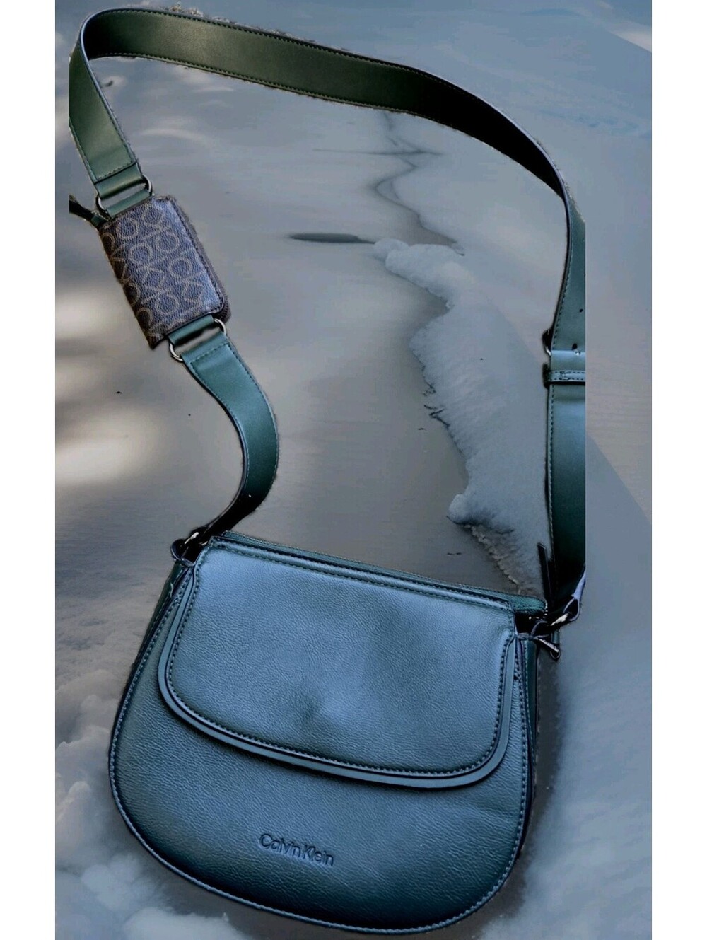 Calvin Klein Bella Flap Crossbody Bag Man Made Material Dark Green